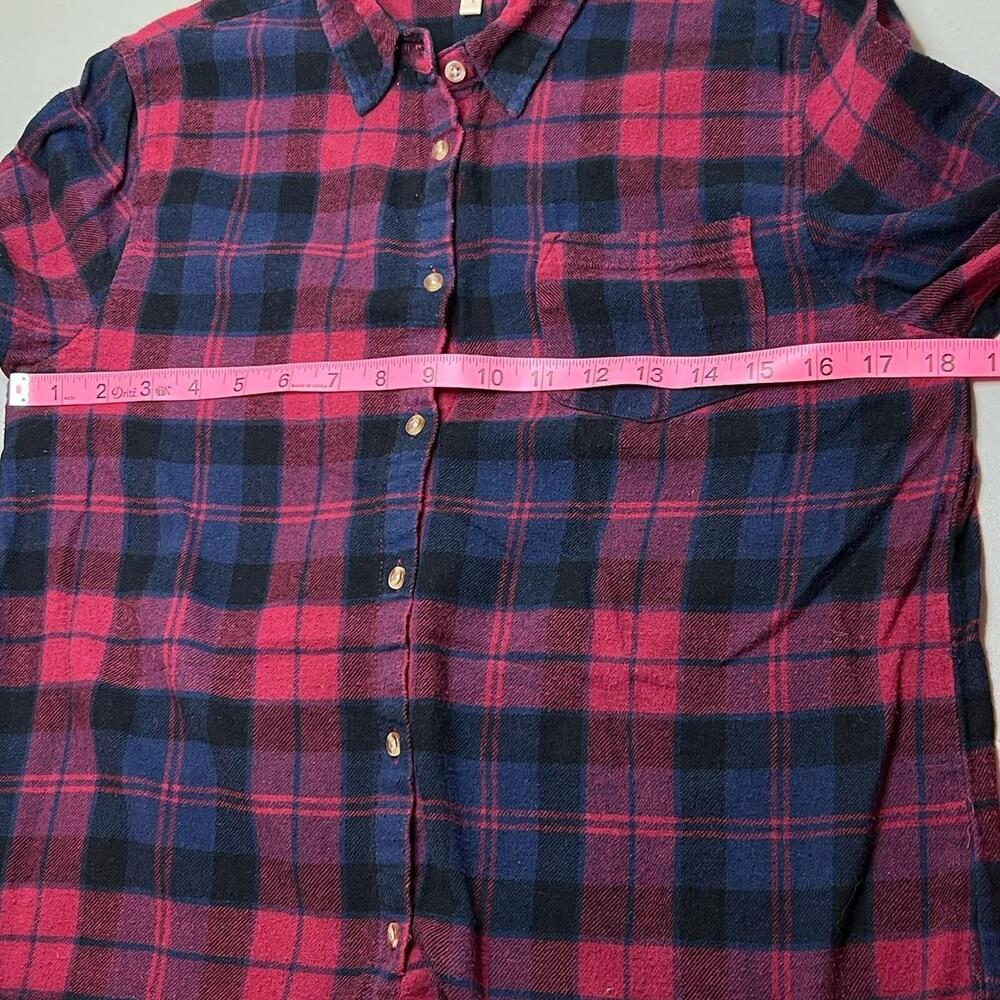 Bassport - Women's Blue, Red Plaid Flannel 100% Cotton Button Front Shirt M - Picture 7 of 8